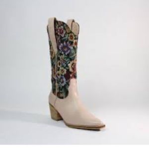 New Flower Pink Arider Girl Block Western Cowboy Knee High Boots